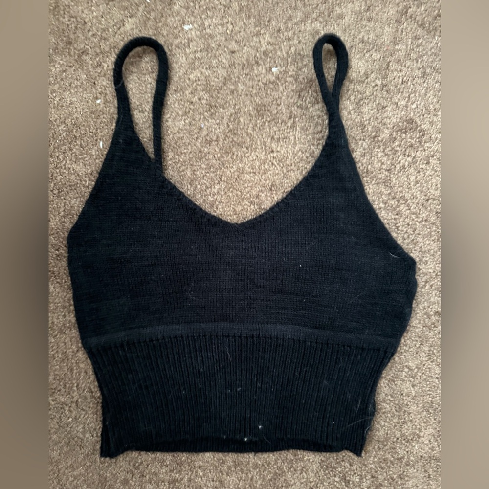 Debut Black Knit Crop Camisole Top